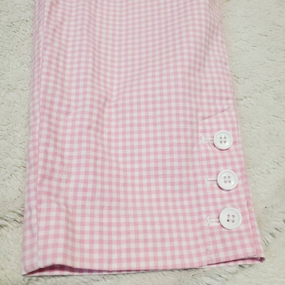 Talbots Pink White Gingham Plaid Cottagecore Preppy Perfect Crop Pants 2 Petite - Picture 2 of 10